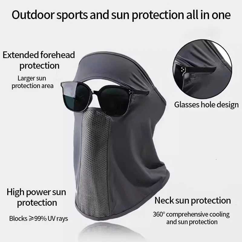 Anti-UV Full Face Mask Silk Cycling Face Cover Breathable Neck Gaiter Face Mask Motorcycle Running Cooling Sunscreen Mask Z250725