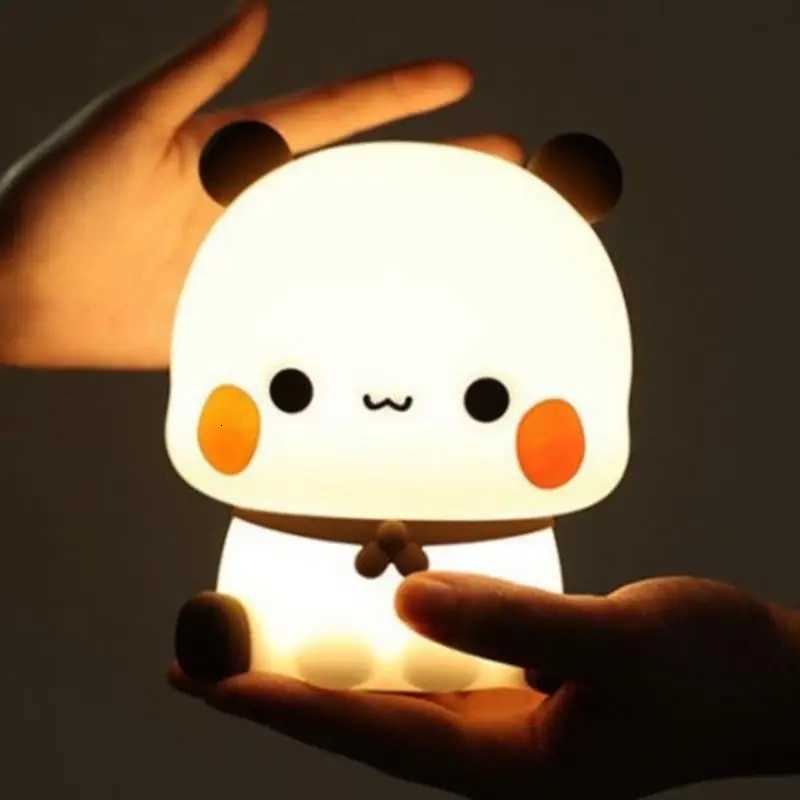Kawaii Panda Led Night Light Lamp Cute Cartoon Pat Lamp Animal Bedroom Decorative Living Room Dolls Gifts Kids Baby Night Light XJ250725