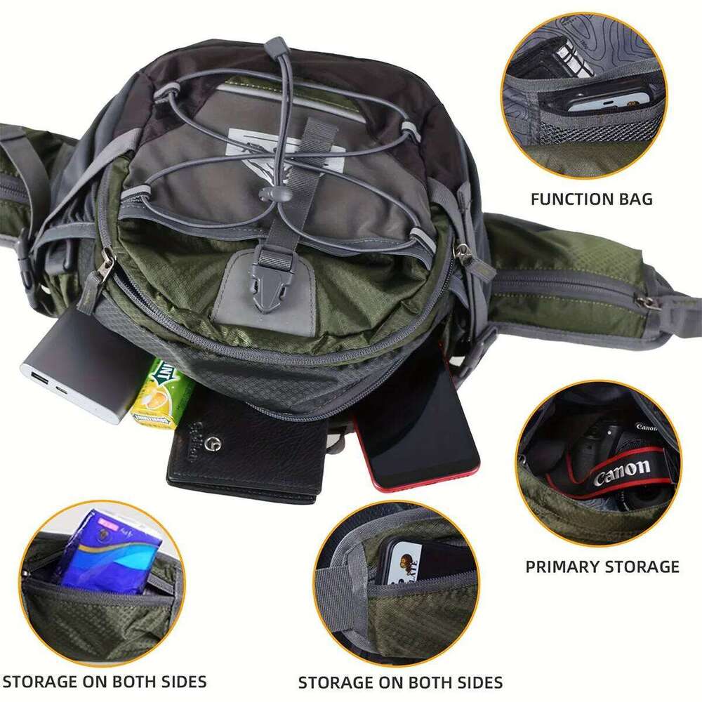 18L Outdoor Mountaineering Bag Multifunctional Sports Travel Waist Pack Large Capacity Crossbody Shoulder Handbag Backpack
