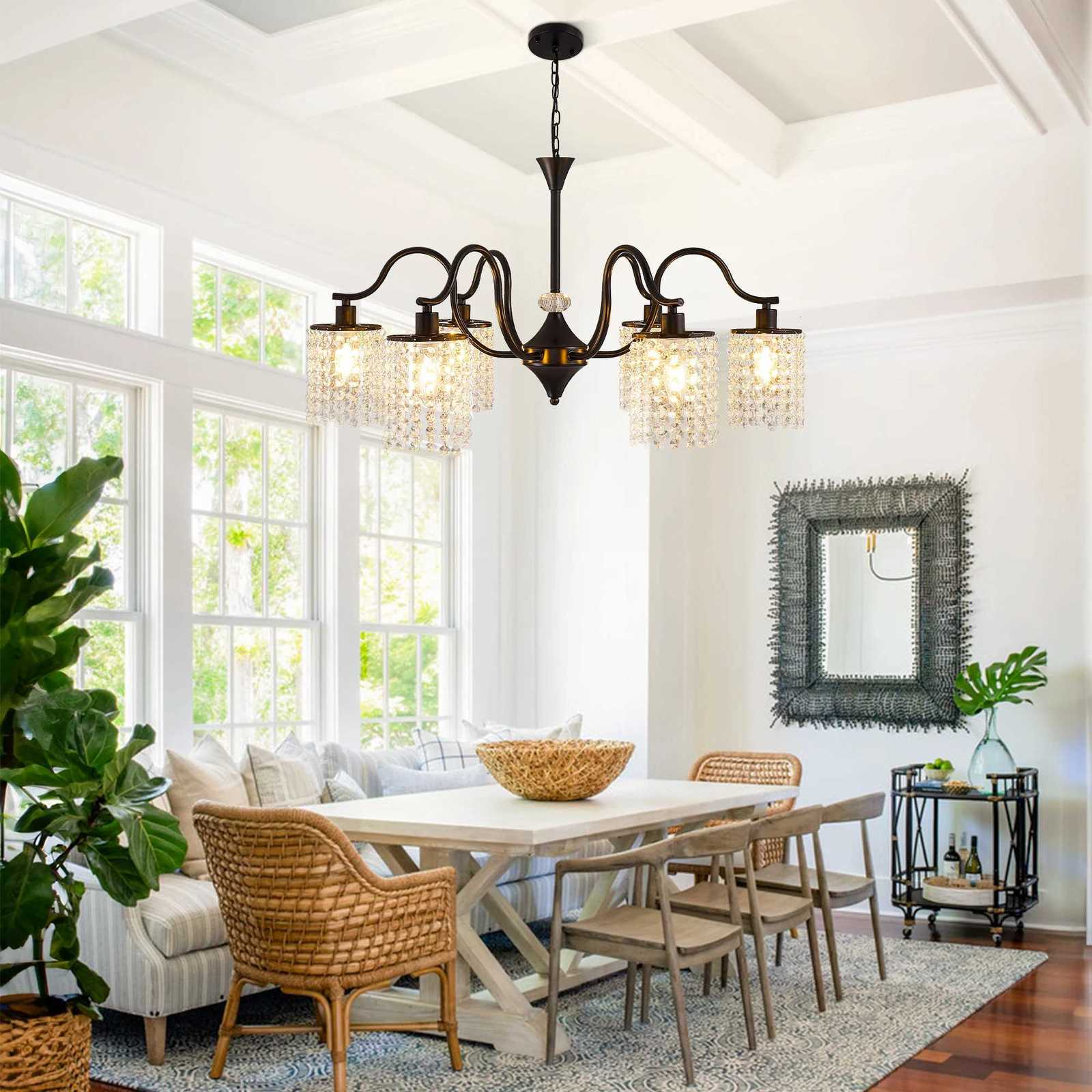 Long K9 Crystal Ceiling Chandelier for Kitchen Table Living Dining Room Bedroom Gold Crystal Branch Hanging Chandelier Lights XJ250725