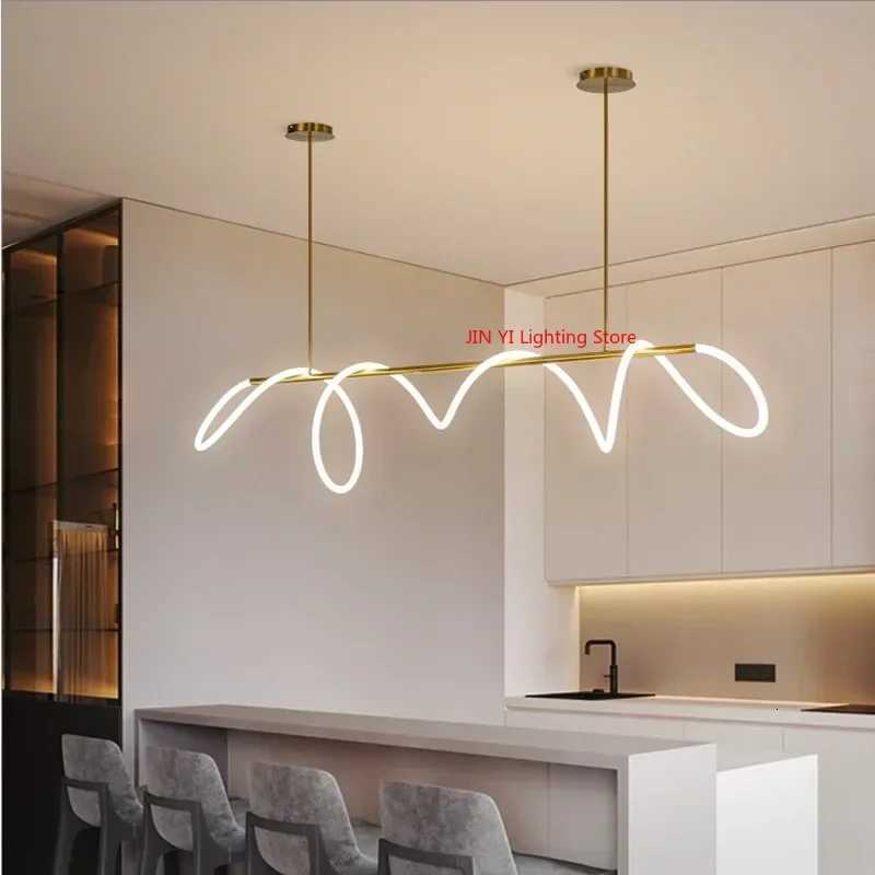 Nordic LED Long Hose Chandelier for Dining Room Table Kitchen Bar Minimalist Pendant Lamp Home Decor Lighting Lusters Luminaires XJ250725