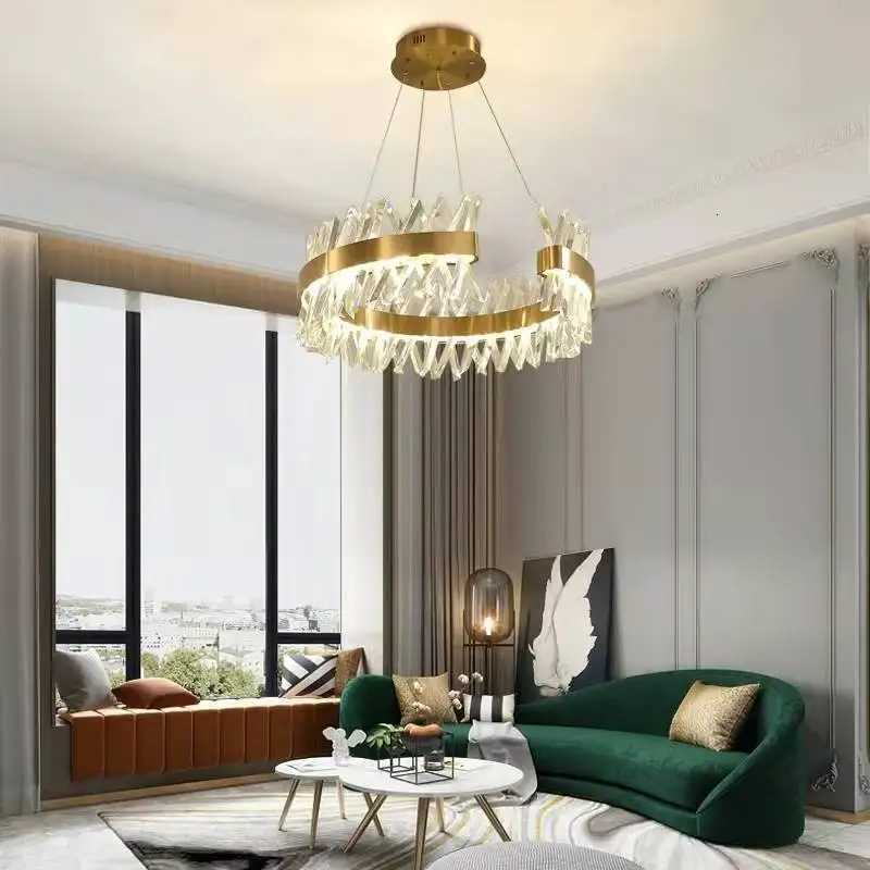 Modern Custom Gold Large Nordic Chandeliers Bedroom Living Room Pendant Hanging Ceiling Light Led K9 Luxury Crystal Chandelier XJ250725