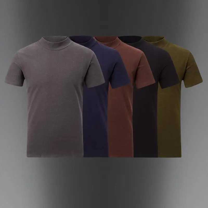 Fall Spring Fashionable Stretch Mens TurtleneCK Short Sleeve Tee Soft Comfortable Menwear General T-Shirt for Men Z250725