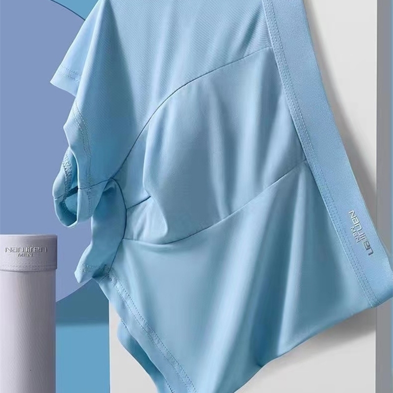 4pcs Boxer Shorts Mens Ice Silk Underwear Male Underpants Breathable Sexy Thin Panties U Convex Lingerie Wholesale Lots L6XL 250725
