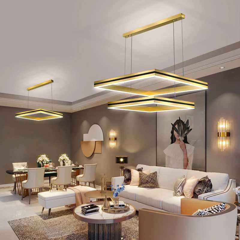 New Modern Ceiling Chandelier Living Room Concise Pendant Lamp Dining Room Square Nordic Lamps LED Ceiling Living Room Lights XJ250725