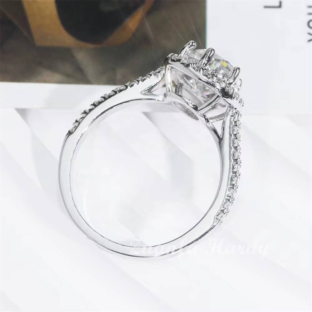 S925 Sterling Silver 9K 14K 18K Solid Gold GRA Certificate D VVS 2ct Hola Band Moissanite Diamond Gold Engagement Ring