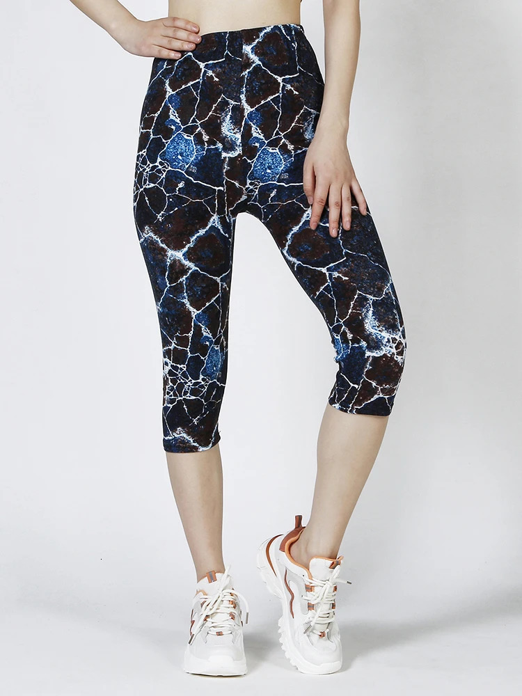 CUHAKCI Summer Digital Printing Cropped Pants Soft Stretchy Casual Sports Yoga Women Clothes Leggings Drop 250725