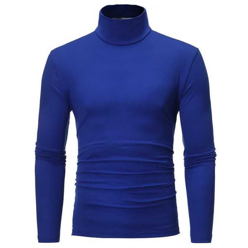 2023 new Mens High Neck Slim Fit Long Sleeve T-shirt turtleneck for men slim elastic thin pullover Z250725