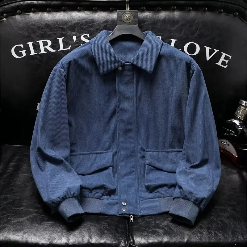 Men Leisure Corduroy Cargo Jacket Fashion Korean Slim Stylish Outfits High Quality Long Sleeve Vintage Pocket Coats 250725