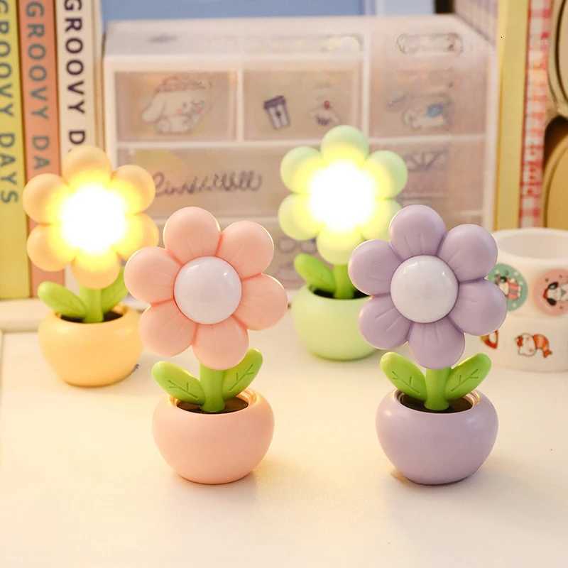 Mini LED Floral Potted Night Light for Bedroom Desk Mini Table Lamp Desktop Childrens Creative Gift Decoration Night Lamp XJ250725