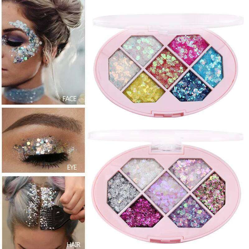 CmaaDu 7-Color Glitter Eyeshadow Tray Pearl Effect Highlighter Waterproof Long-Lasting Easy Apply for Stage Performance