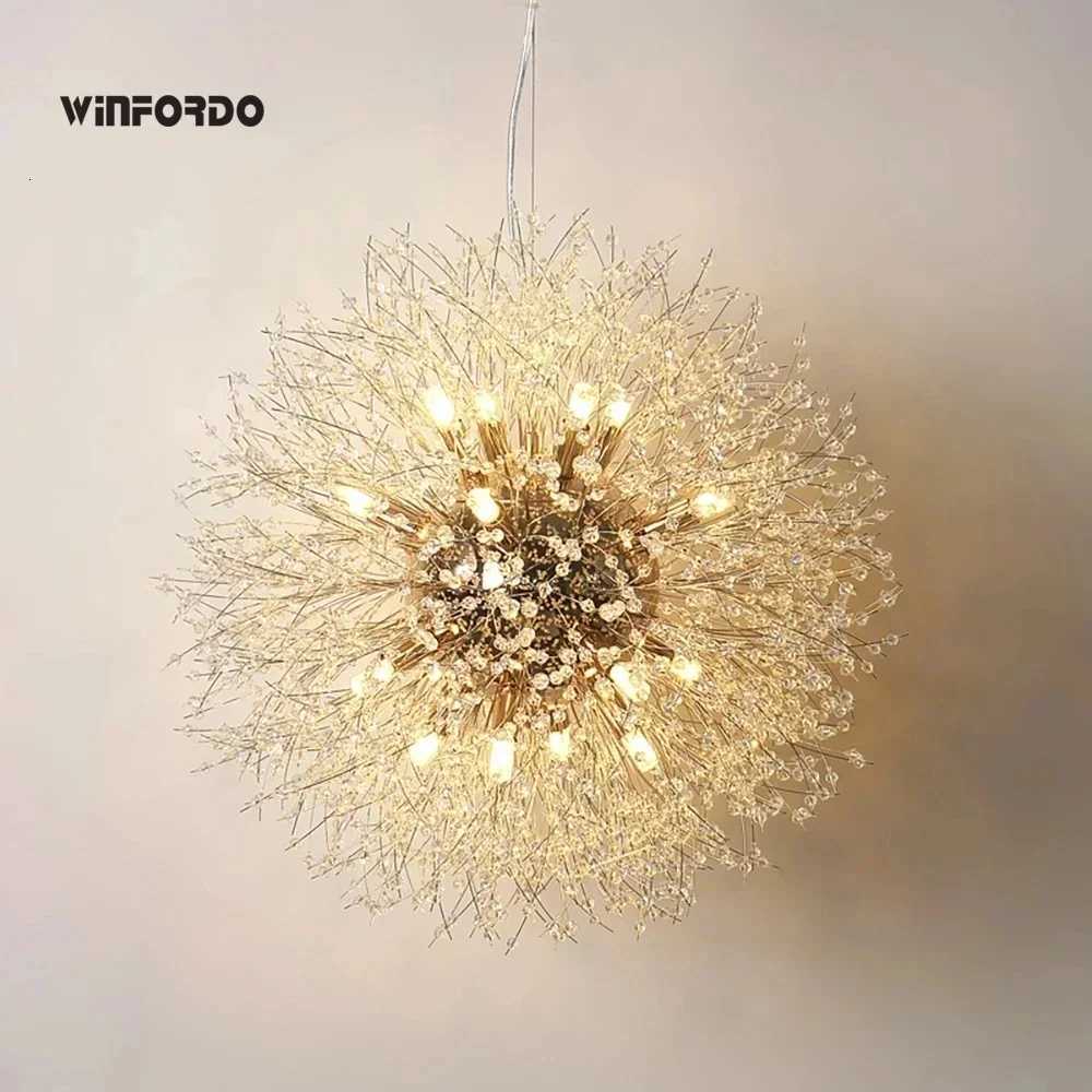 Modern Crystal Dandelion Chandelier Star Fireball Firefly Restaurant Shop Hotel Pendant Light Living Room Hanging Lamp for Decor XJ250725