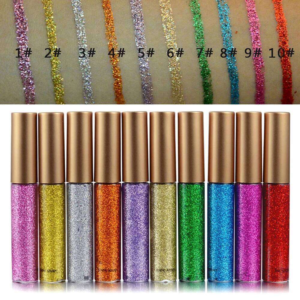 10/12 Colors Matte Eyeliner Set Glitter Makeup Waterproof Colorful Liquid Crystal Dia Eye Liner Pen Gel Make Up Cosmetics X250726