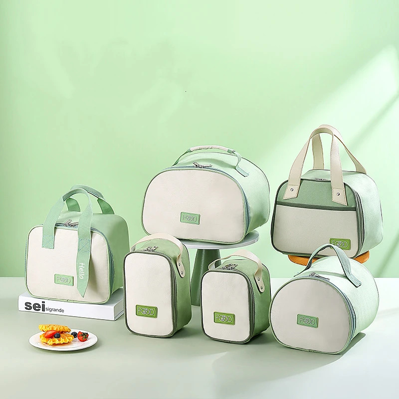 Green Portable Fridge Thermal Bag for Lunch Box Food Fresh Cooler Picnic Pouch Waterproof Office Student Insulated Dinner Bags 250723