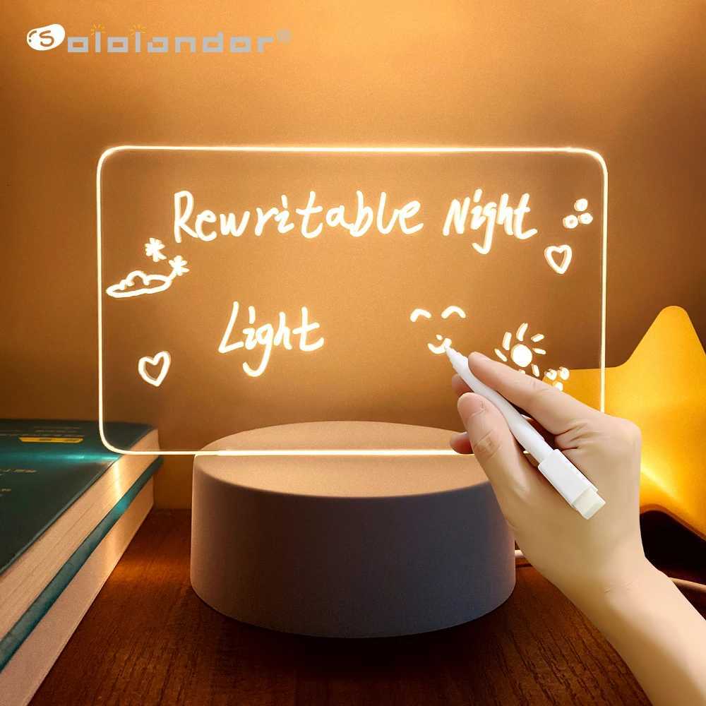 Note Board Creative Led Night Light USB Message Board Holiday Light With Pen Gifts For Children Girlfriend Decoration Night Lamp XJ250725