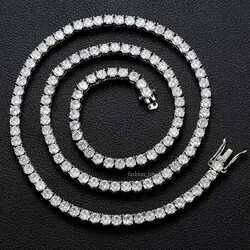 Gold Sil VVS Morganite Ice-Set Necklace Set - Tennis Chain Necklace. Suitable for both men and women. Sizes: 3mm, 4mm, 5mm.