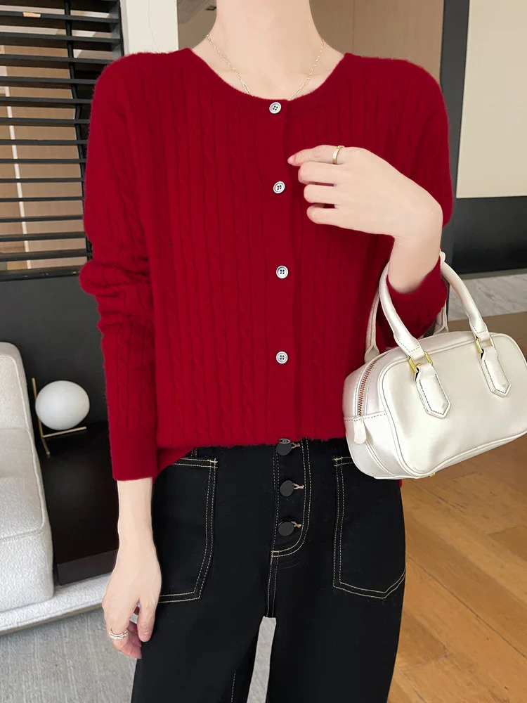 Early Autumn Boutique Knit Cardigan Round Neck Thin Casual Fashion Loose Comfortable Long Sleeve Cardigan For Women-ZD3001 250725