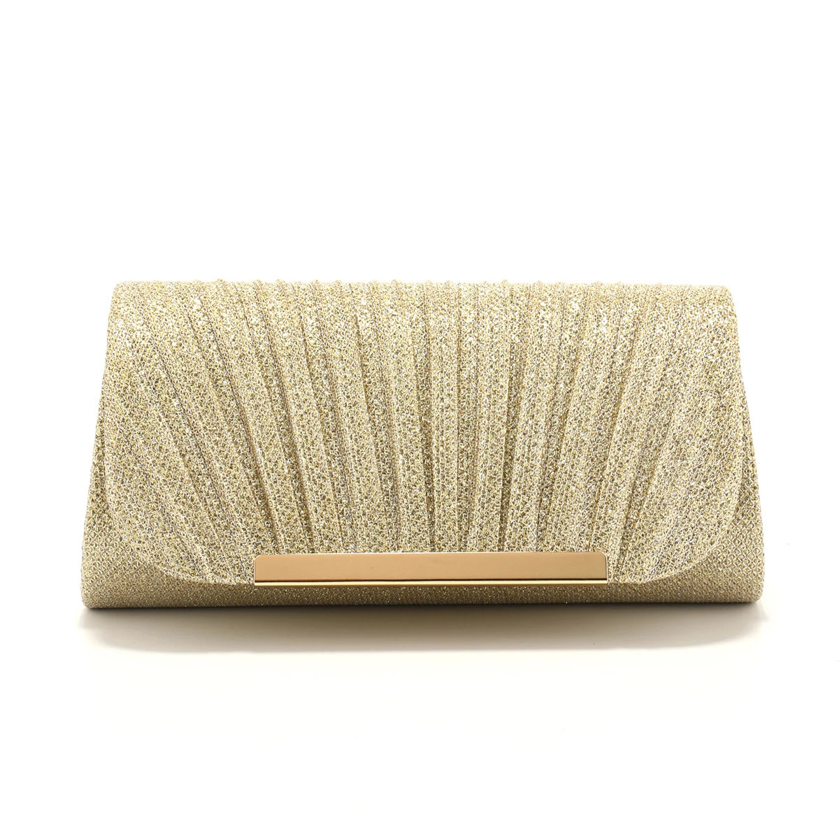 Metal Women Evening Bags Ruched Sequined Small Envelope Shaped Box Party Wedding Event Handbags Purse 250723