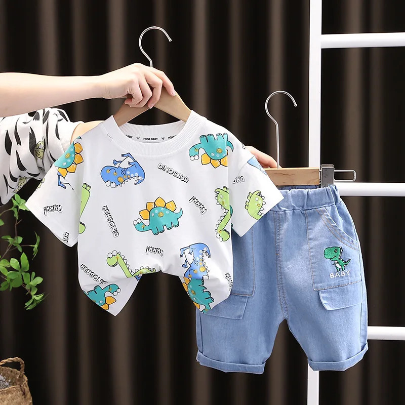 Summer Baby Clothes Suit Children Boys Girls Cartoon Dinosaur TShirt Shorts 2PcsSet Toddler Casual Clothing Kids Tracksuits 250725
