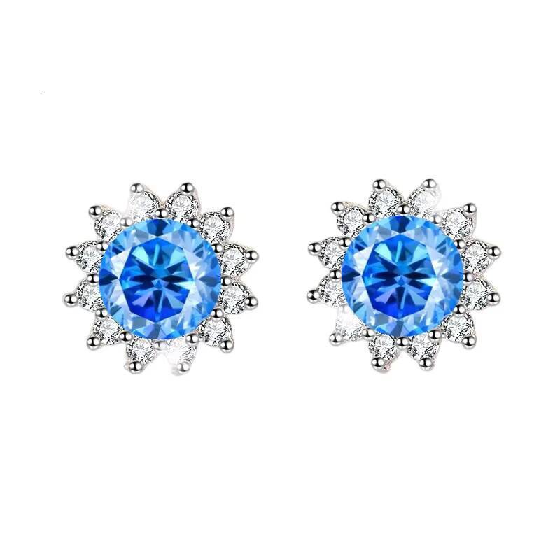 925 Sterling Silver Sparkling 1CT Moissanite Diamond Halo Sun Flower Stud Earrings for Women Party Fine Jewelry