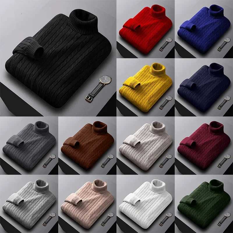 Solid Color Mens Turtleneck Sweater Trendy Korean Loose Large Size Casual Versatile Knit Pullovers Casual Mens Clothing Z250725