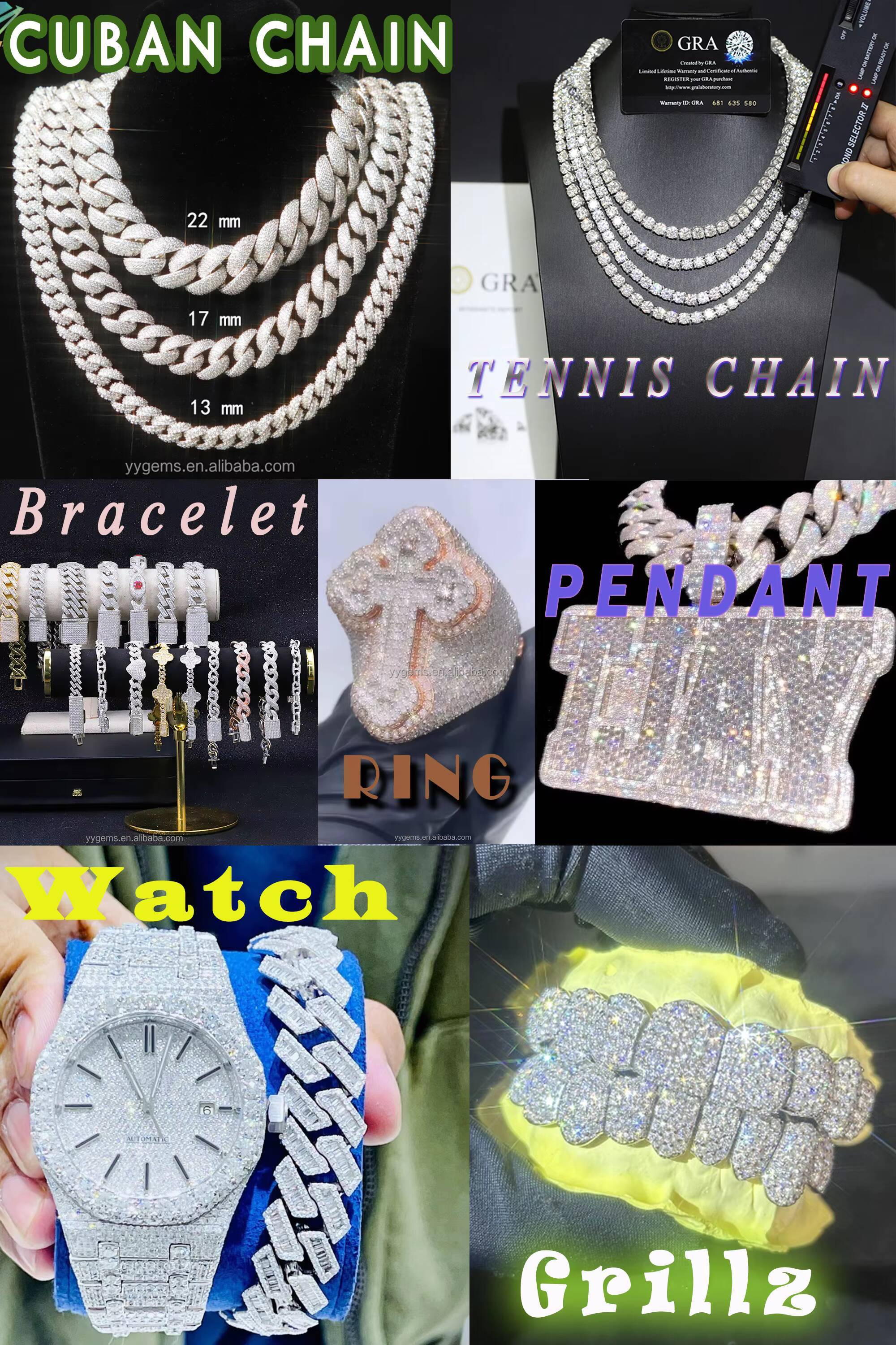 Custom Hip Hop Jewelry Iced Out VVS Moissanite Diamond Infinity Chain GRA Certificate 925 Silver Infinity Link Chain for Men