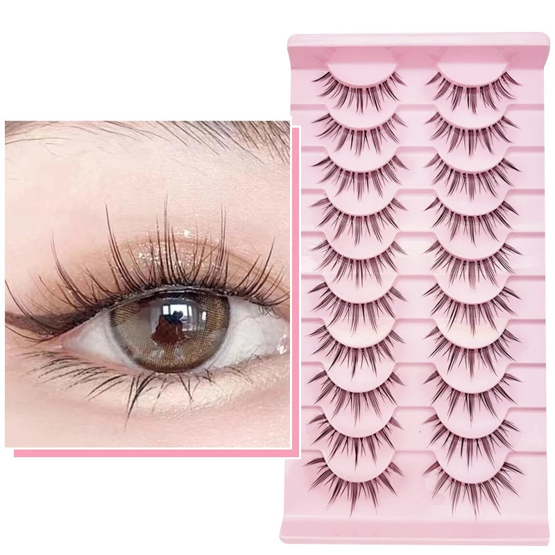 10 pairs Natural Lashes Manga Full Strip Makeup Bulk Wholesale Drop Eyelash Anime False 250714