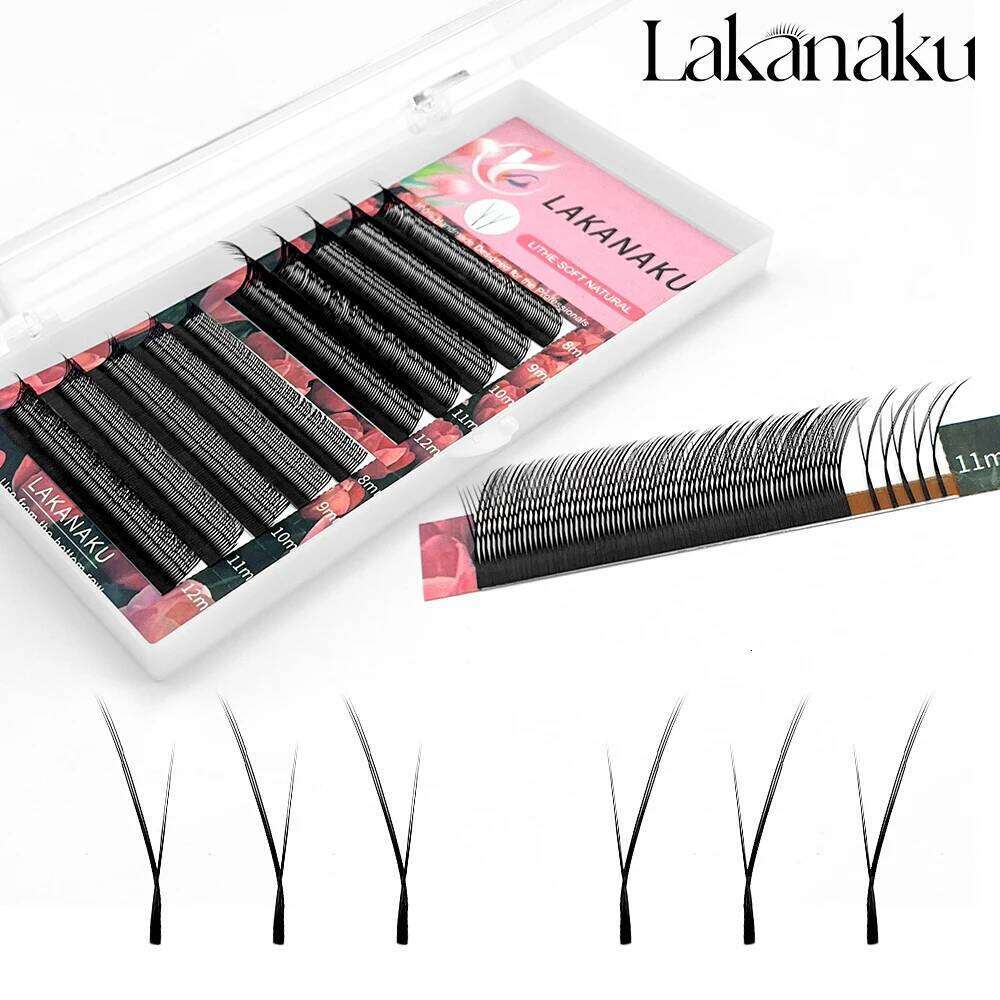 LAKANAKU Fox Eyes Shape Eyelashes Extension 0.07mm Eyelash Cilia and Brazilian Volume Soft Faux Mink YY Lashes Y Cilios X250725