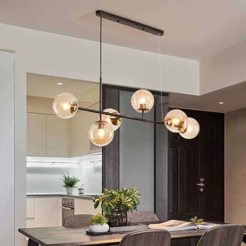 Modern Minimalist Hanging Lamp Nordic Ceiling Chandelier for Kitchen Dining Room Island Glass Ball Living Room Pendant LightXJ250725
