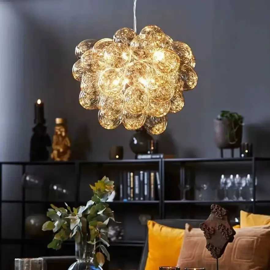 Nordic Balloon Bubble Lighting Boy Childrens Bedroom Chandelier for Living Room Restaurant Creative Bubble Glass LED ChandelierXJ250725
