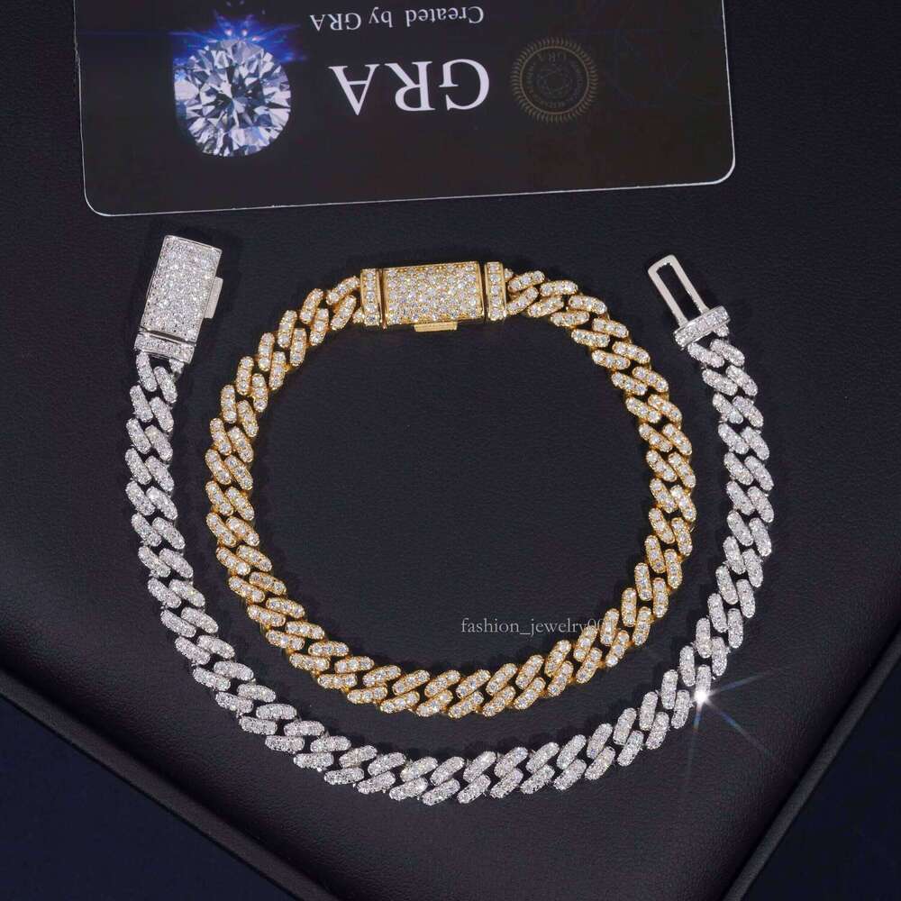 6mm Dia Custom Iced Out Cuban Link Chain Sterling Sier Moissanite Hip Hop Jewelry Necklace Bracelet