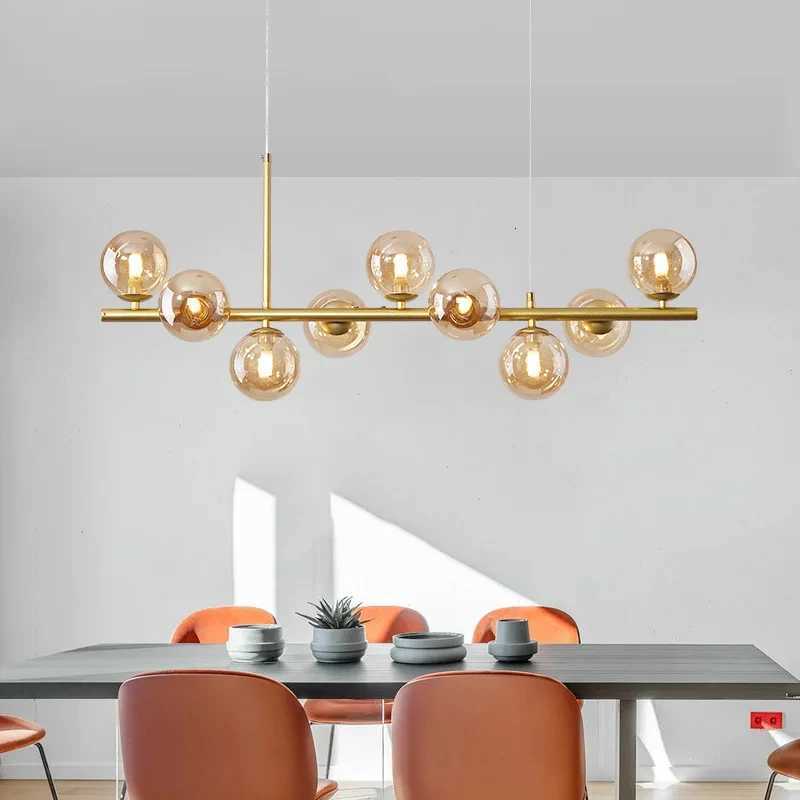 Modern Glass Ball Ceiling Chandelier for Table Dining Living Room Kitchen Island Pendant Lamp Home Decor Indoor Lighting FixtureXJ250725