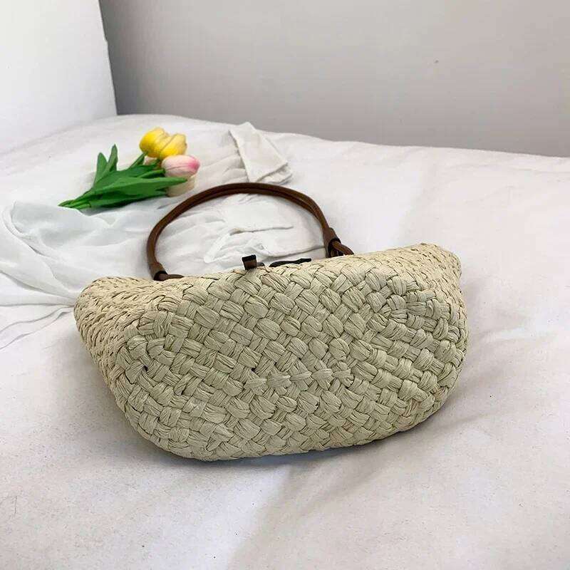 Luxurious designer Wicker Woven Basket Bags Rattan Women Handbags Handmade Summer Beach Straw Tote Designer Shoulder Bag Khaki