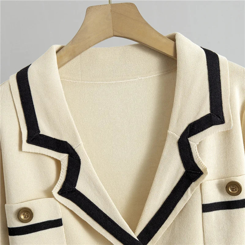 Two Piece Set Muslim Women Knitting Suit Sweater Cardigan Wide Leg Pants Pockets Buttons Outfits Dubai Morocco Casual Ensemble 250725