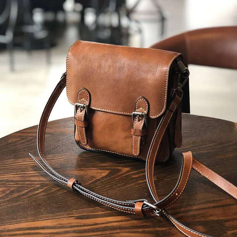 Elegant Retro Womens Genuine Leather Handbag Casual One-Sided Sling over Shoulder