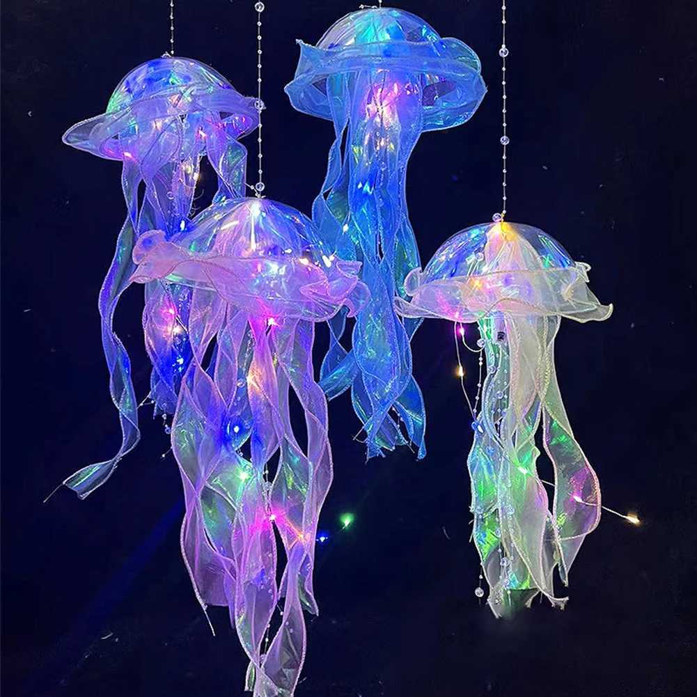 New RGB Gradient Jellyfish Lamp Decoration Creative Bedroom Atmosphere LED Night Light Festival Pendant Flower Lamp Decor XJ250725
