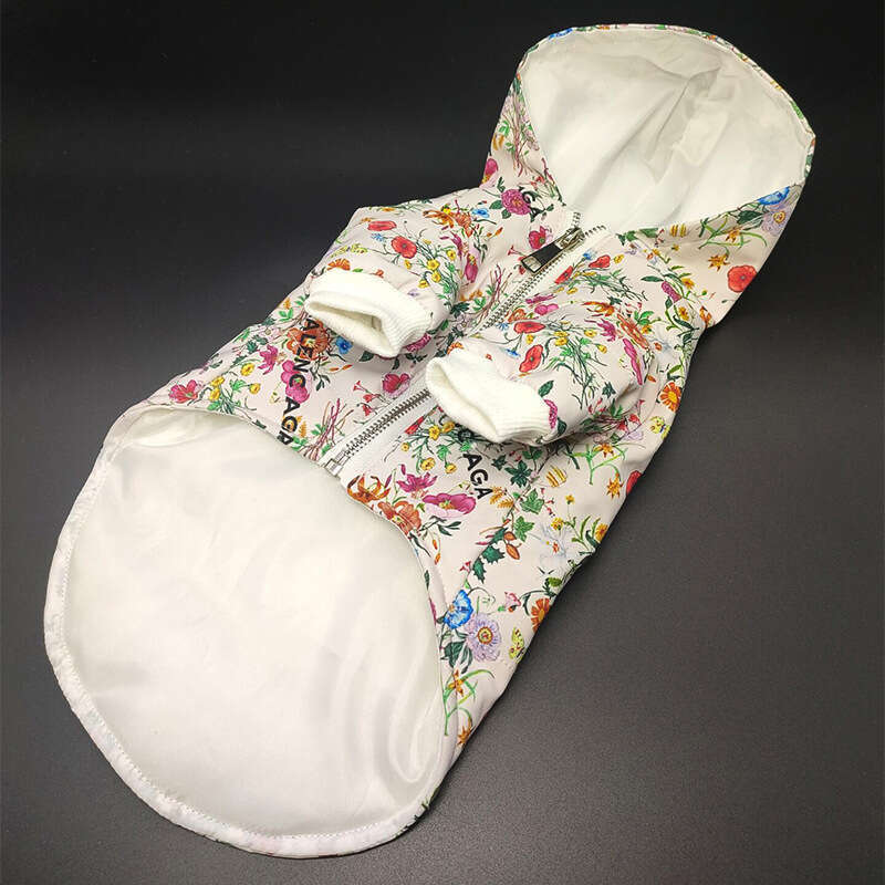 Designer Dog Coat Pet Clothing Trendy Autumn Winter Floral Pet Jacket Windproof Waterproof Teddy Clothes