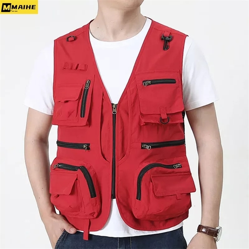 14 Pockets Summer Men US Tactical Hiking Fishing Vest Mens Pographer Waistcoat Mesh Cargo Sleeveless Jacket Tool y250725