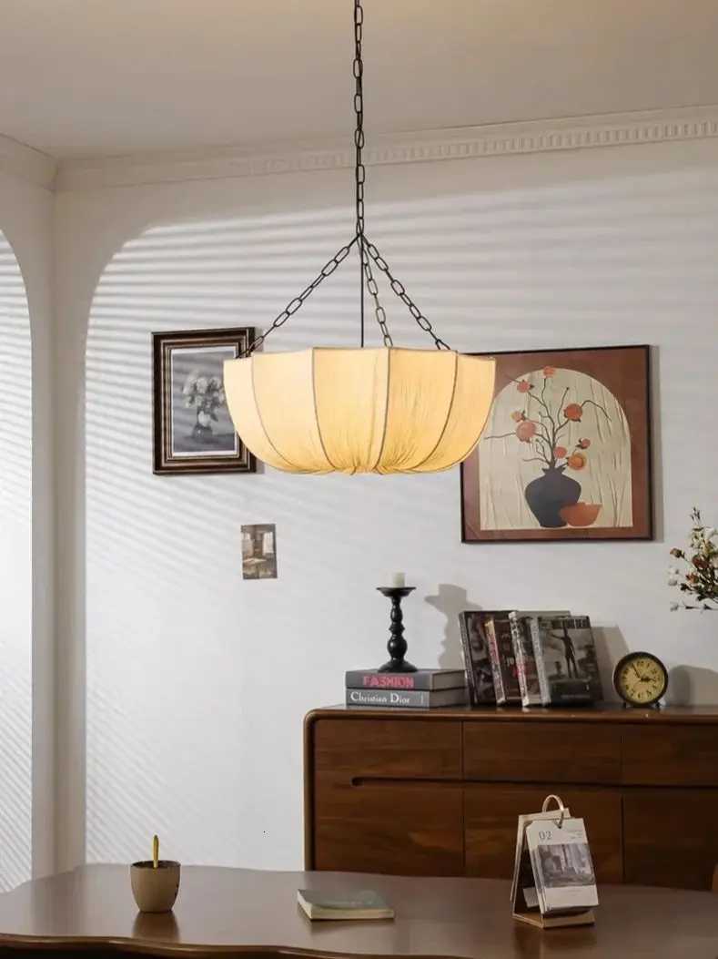 Nordic Modern Handmade Fabric Pendant Lights Rustic Natural Ceiling Lamp for Living Room Bedroom or Restaurant Cafe XJ250725