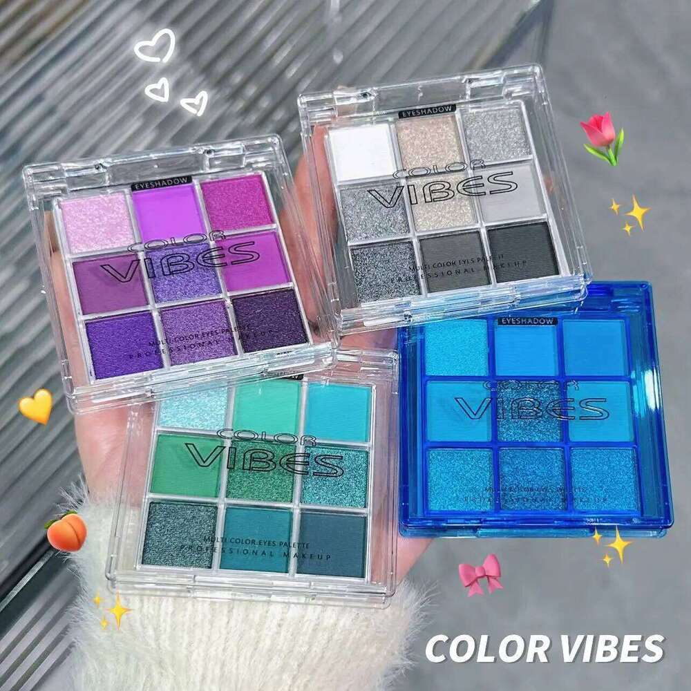 9 Colors Glitter Eyeshadow Avocado Green Shimmer Pearlescent Matte Colorful Shadows Palette Waterproof Eye Make Up