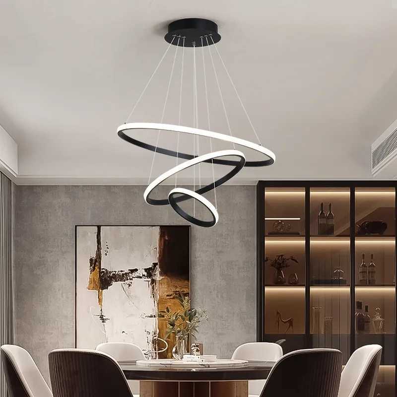 Modern LED Dining Room Chandeliers 3 Rings Chandelier Living Bedroom Lights Home Indoor Lighting Decorative Pendant Lamps XJ250725