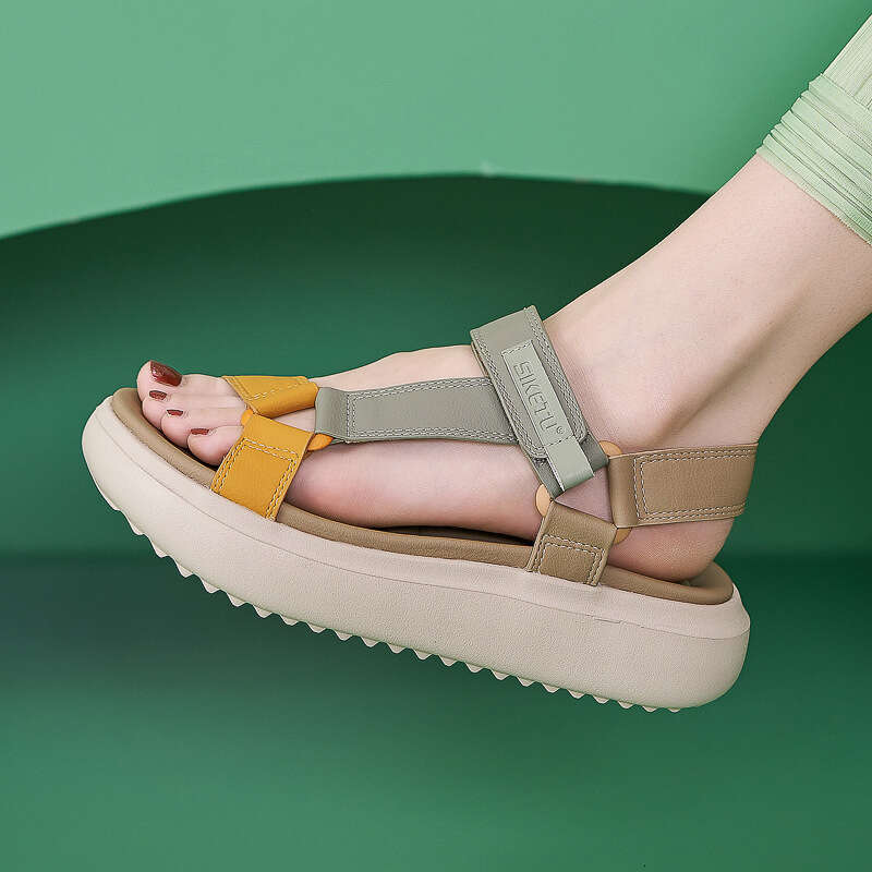 1138-5 New 2025 MD Lightweight Sandals Casual Sports Comfortable Thick Sole Velcro Large Size Women's Shoes