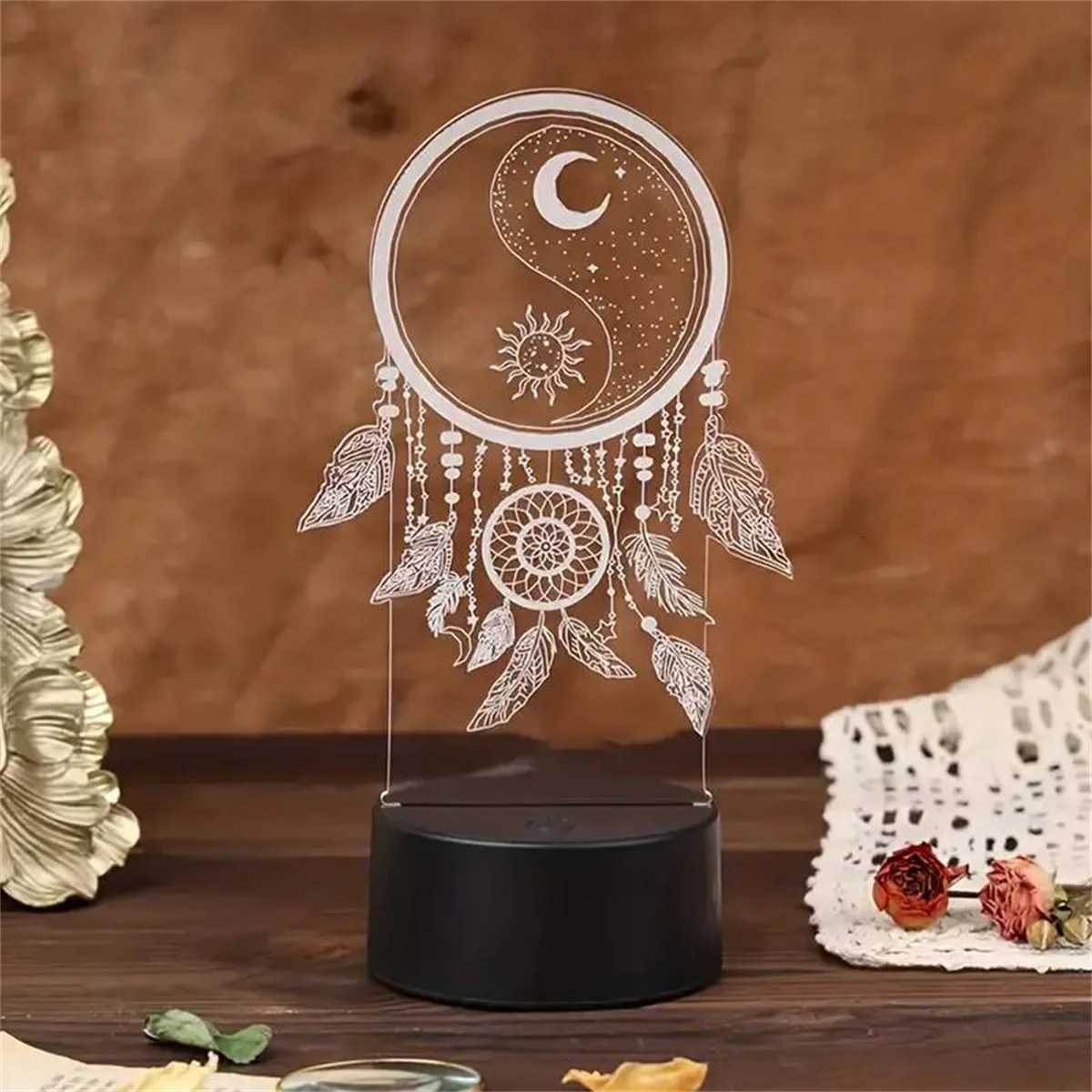 1pc Dream catcher 3D Night Light 3D Optical Illusion Lamp With Touch 7-Color Changing Ambient Light For Bedroom XJ250725