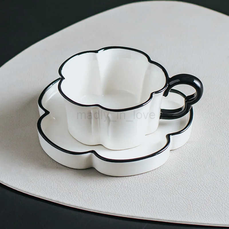 Coffee Mug Ceramic Latte Cup with Saucer Elegant Afternoon Tea Set M250726