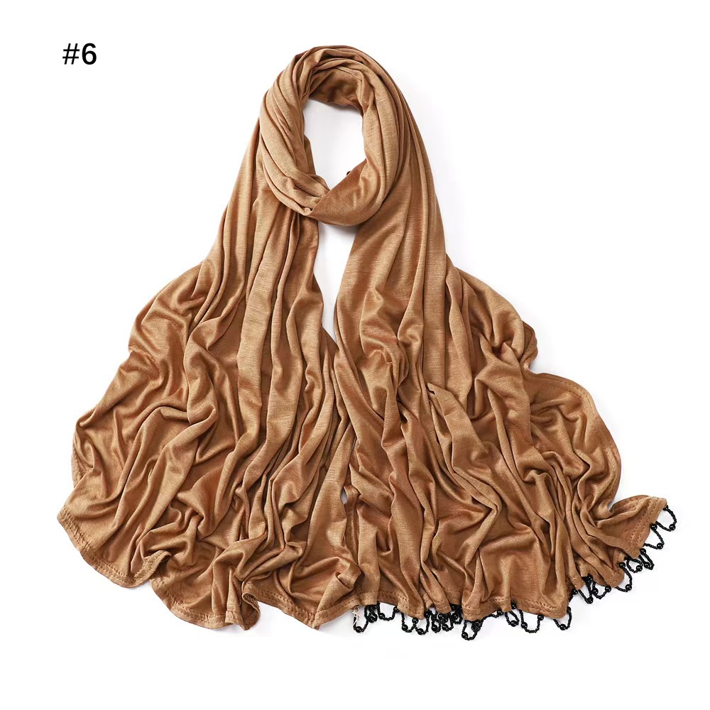 T1310 new pure color skin-friendly elastic ladies headscarf monochrome mercerized cotton versatile scarf