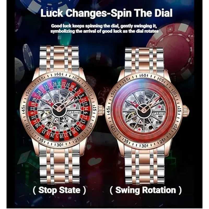 Gambling plate dial Luxury Brand Waterproof Mechanical Watches for Mens Fashion Automatic Skeleton Wristwatch X250726