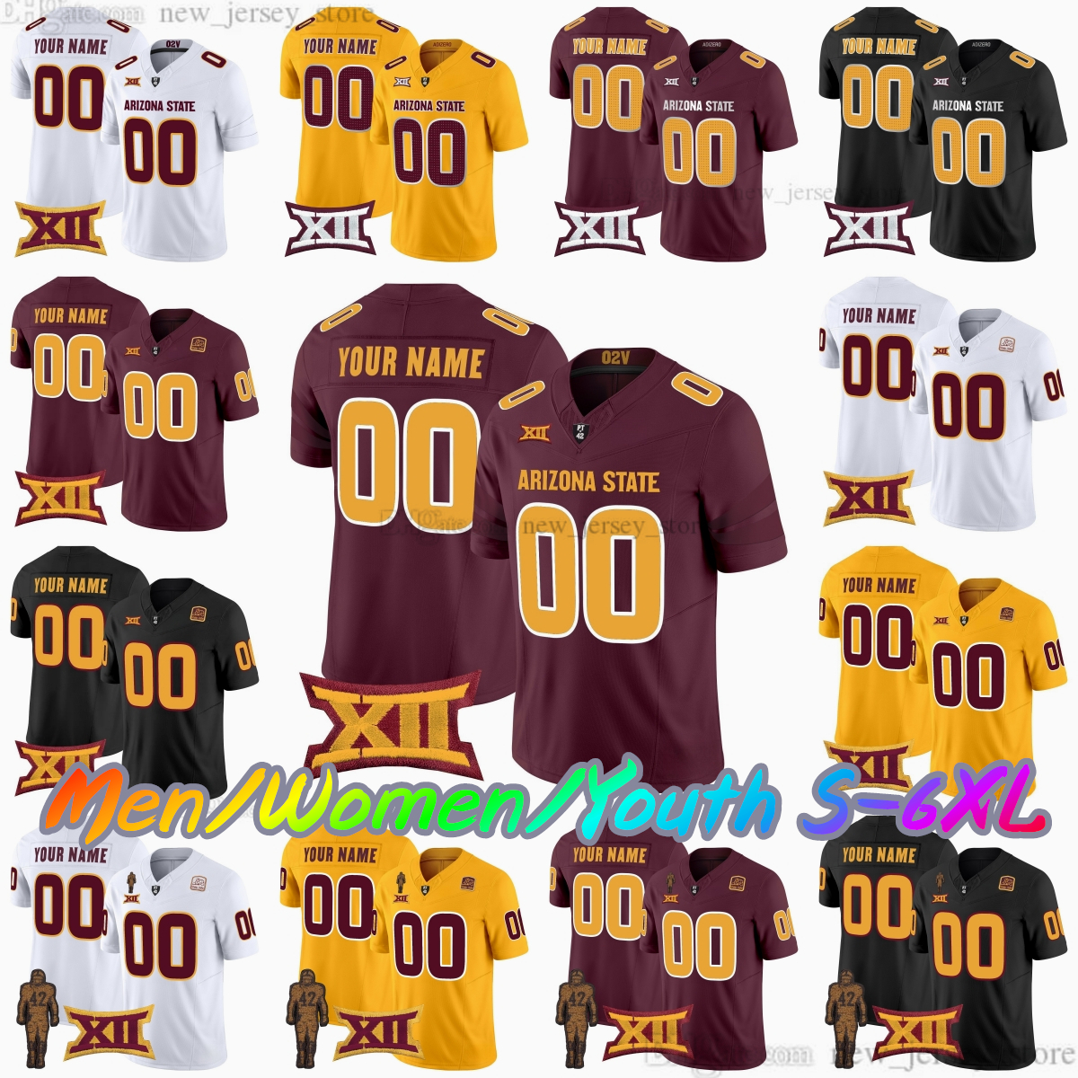 2025 Custom S-6XL Arizona State Sun Devils College Football Jersey 10 Sam Leavitt 4 Cam Skattebo 0 Tyson 16 Jake Plummer 25 DeCarlos Brooks 42 Tillman Stitched Jerseys