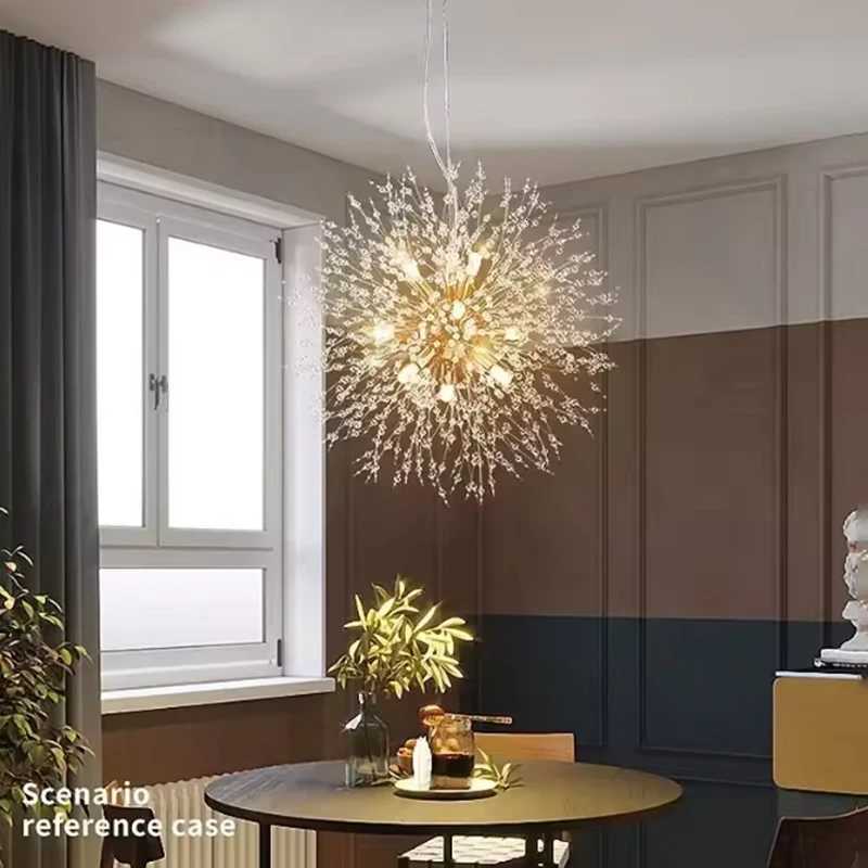 Modern Sky Star Fireball Crystal Chandelier Indoor Lighting Dandelion Pendant Light Dining Room Bedroom Bar Lighting Fixtures XJ250725