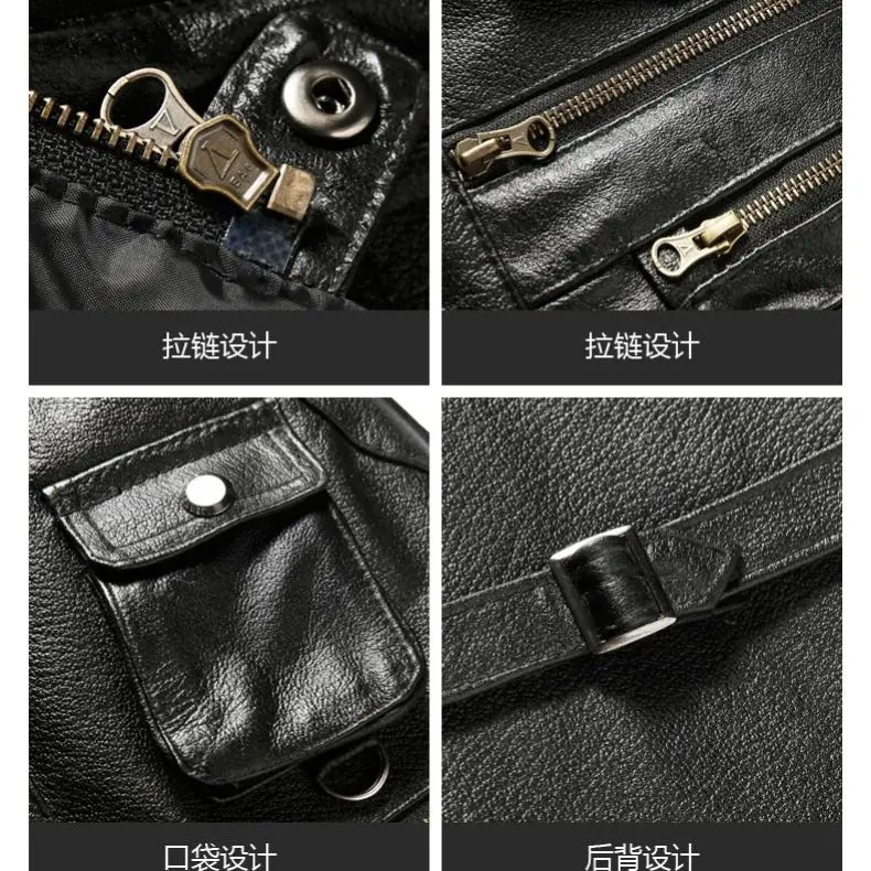 2025 Cowhide Genuine Leather Vest Men Waistcoat Male Sleeveless Jacket Thick Motorcycle Multi Pocket leather biker vest 250725