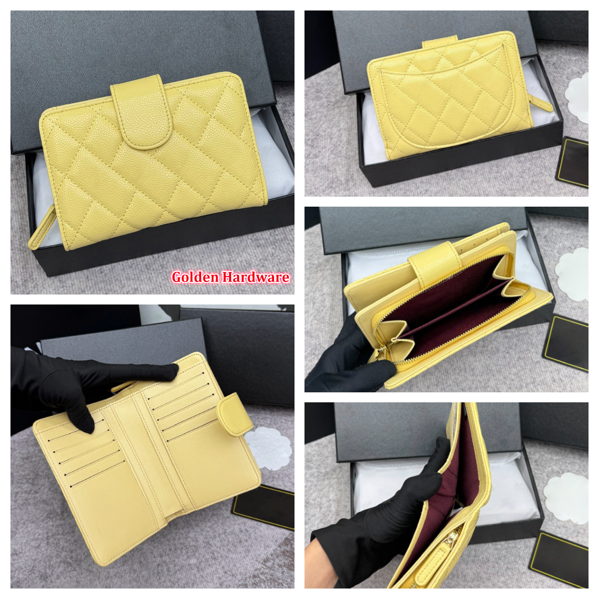 Genuine Leather Designer Wallet Diamond Caviar Women's Short Wallet Multifunctional Folding Card Clip Bag Business Card Holder Wallet Built-in Zipper Coin Purse